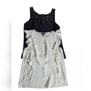 J Crew 100% Silk Navy Lace Ivory Tank Sleeveless Blouse Bundle Size 2